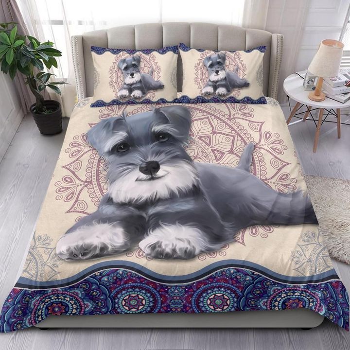 Dog Goodnight Mandala Miniature Schnauzer Bedding Cover For Pet Lover Bedroom Decor