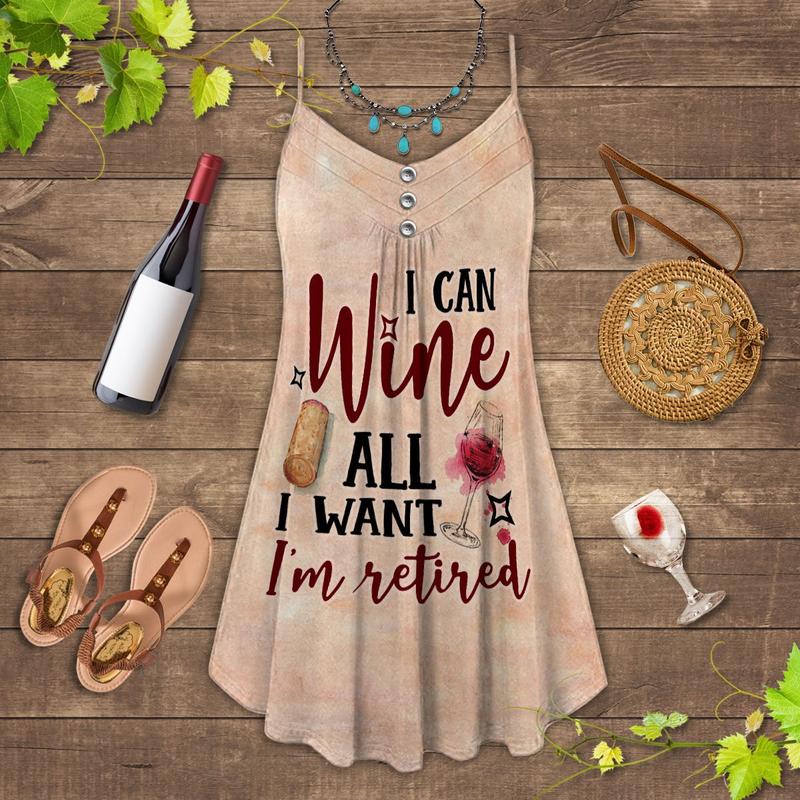 Wine And Summer Vibes Limited 8 – Women's Summer Sleeveless V-Neck Camisole Dress