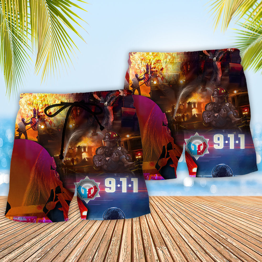 Firefighter 911 Honor Style – Beach Short