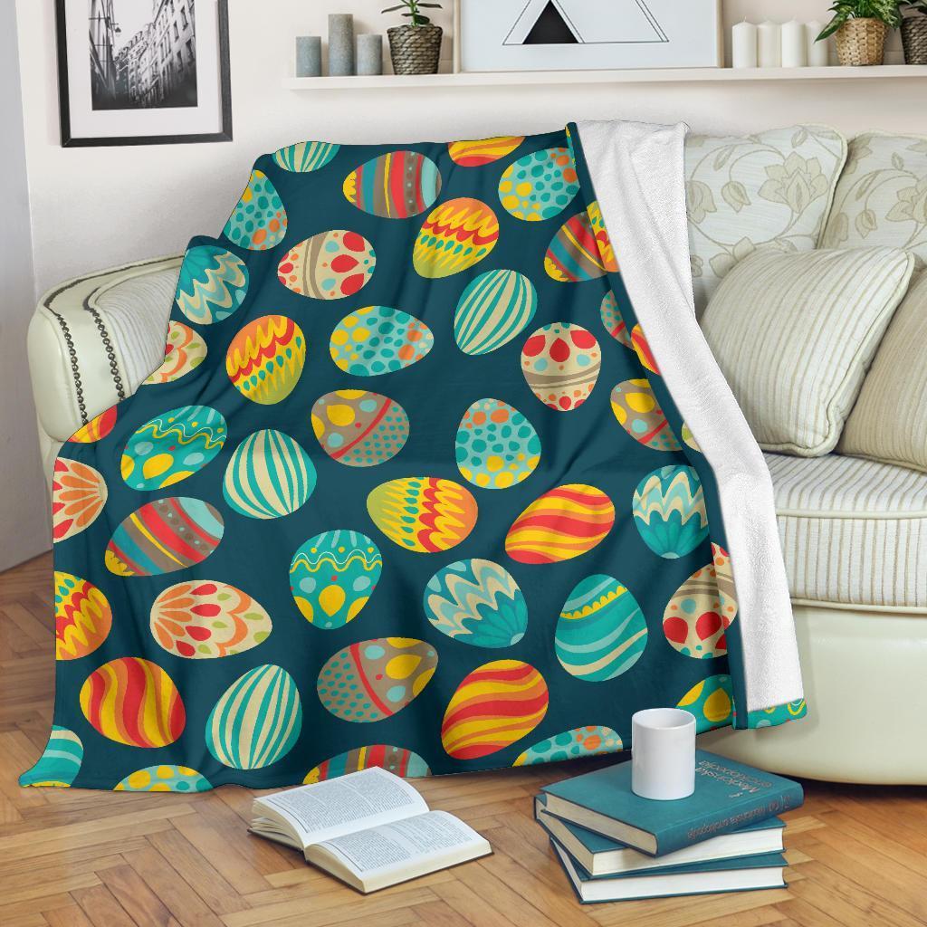 Colorful Easter Egg Pattern Flannel Blanket For Relaxing At Home And Travel