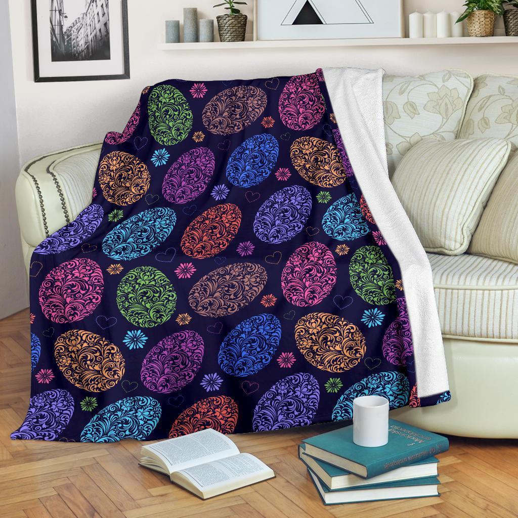 Colorful Easter Egg Pattern 50 x 60 Inch Flannel Blanket For Living Room And Bedroom Styling