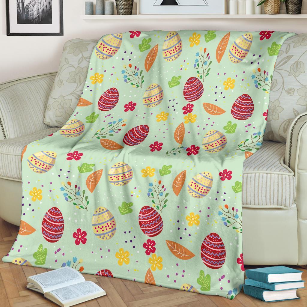 Colorful Easter Egg Pattern Flannel Blanket For Soft Bed Couch And Home Comfort