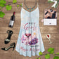 Wine Music Summer Vibes – Women's Summer Sleeveless V-Neck Camisole Dress