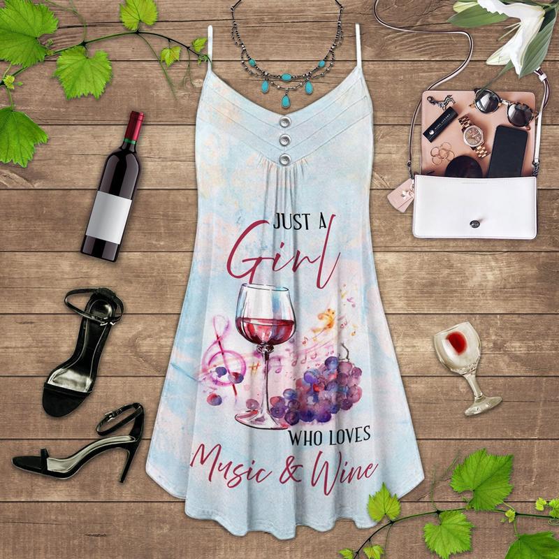 Wine And Summer Vibes Limited 9 – Women's Summer Sleeveless V-Neck Camisole Dress