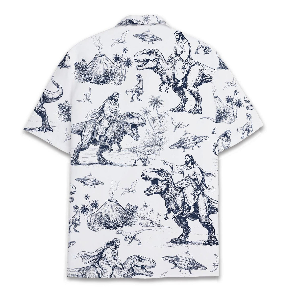 Faith Riding T-Rex Dinosaur Vintage Humor – Hawaiian Shirt
