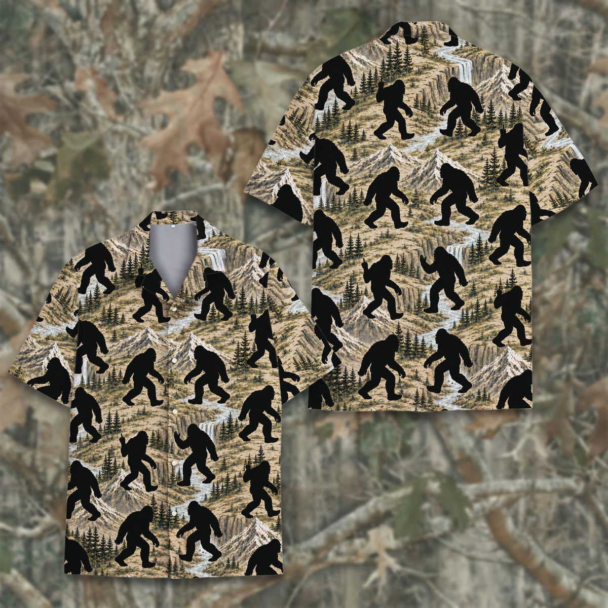 Funny Bigfoot Sasquatch Military Camouflage – Hawaiian Shirt