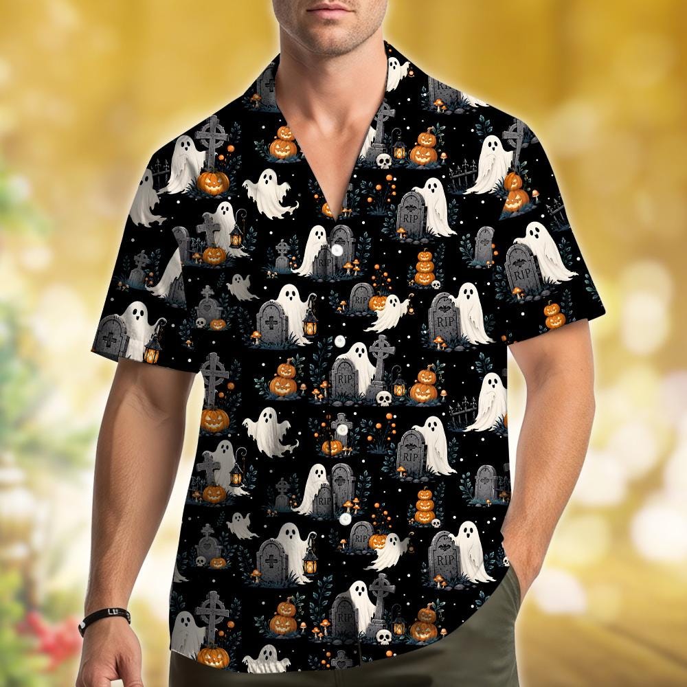 Halloween Ghost Graveyard Pumpkin Spooky Party 1 – Hawaiian Shirt