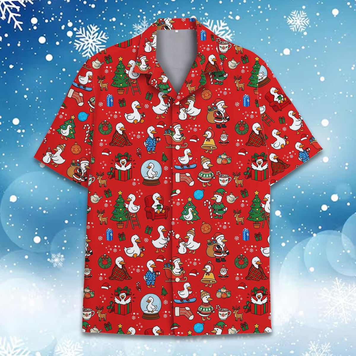 Christmas Goose Santa Tree Cute Holiday 1 – Hawaiian Shirt