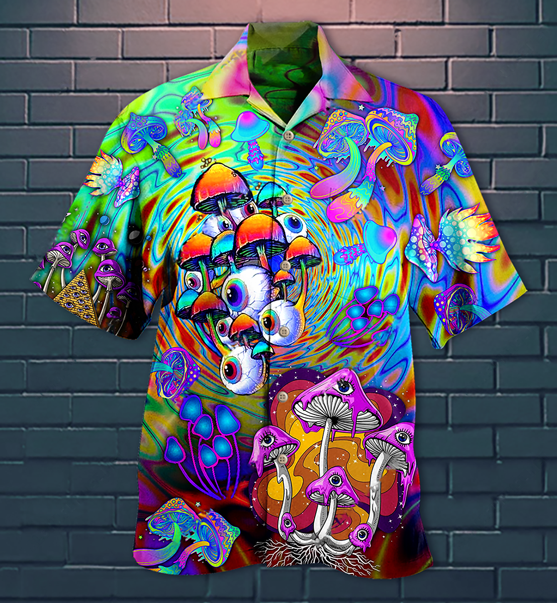 Colorful Hippie Mushroom Stay Trippy Vintage Style - Hawaiian Shirt
