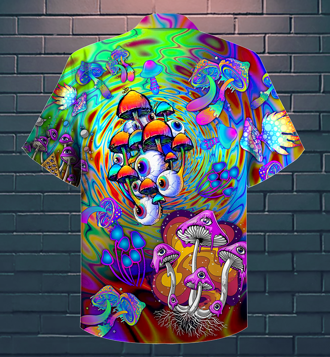 Colorful Hippie Mushroom Stay Trippy Vintage Style - Hawaiian Shirt
