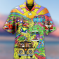 Hippie Dogs And Cats On Vintage Bus - Hawaiian Shirt
