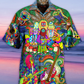 Hippie Music Electric Guitar Colorful Vintage Style - Hawaiian Shirt
