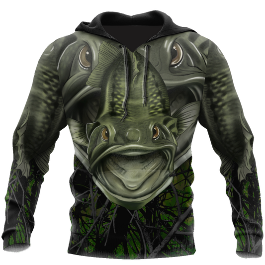 Collection Largemouth Bass Badass Camo – 3D Hoodie
