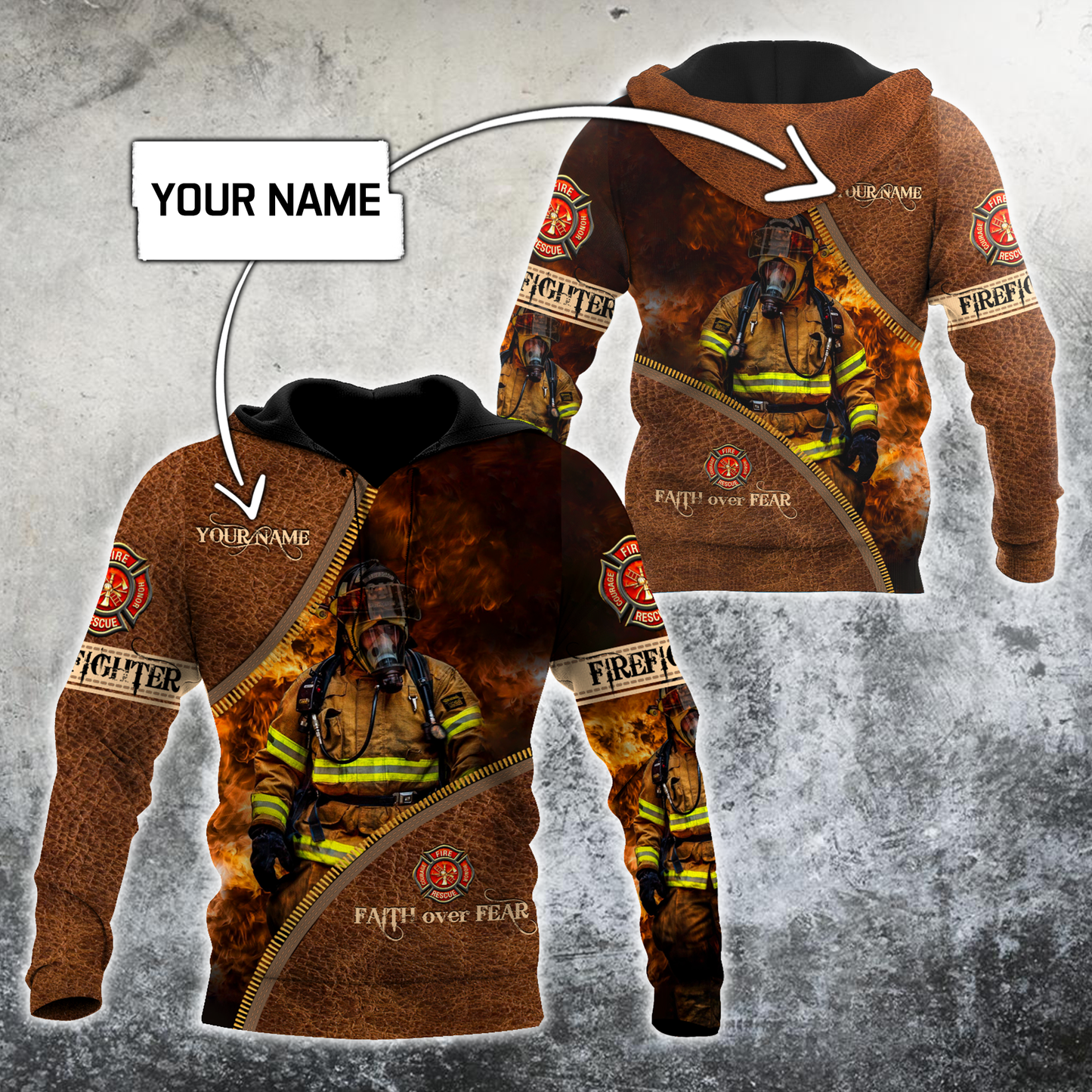 Firefighter Custom Name Art – 3D Hoodie