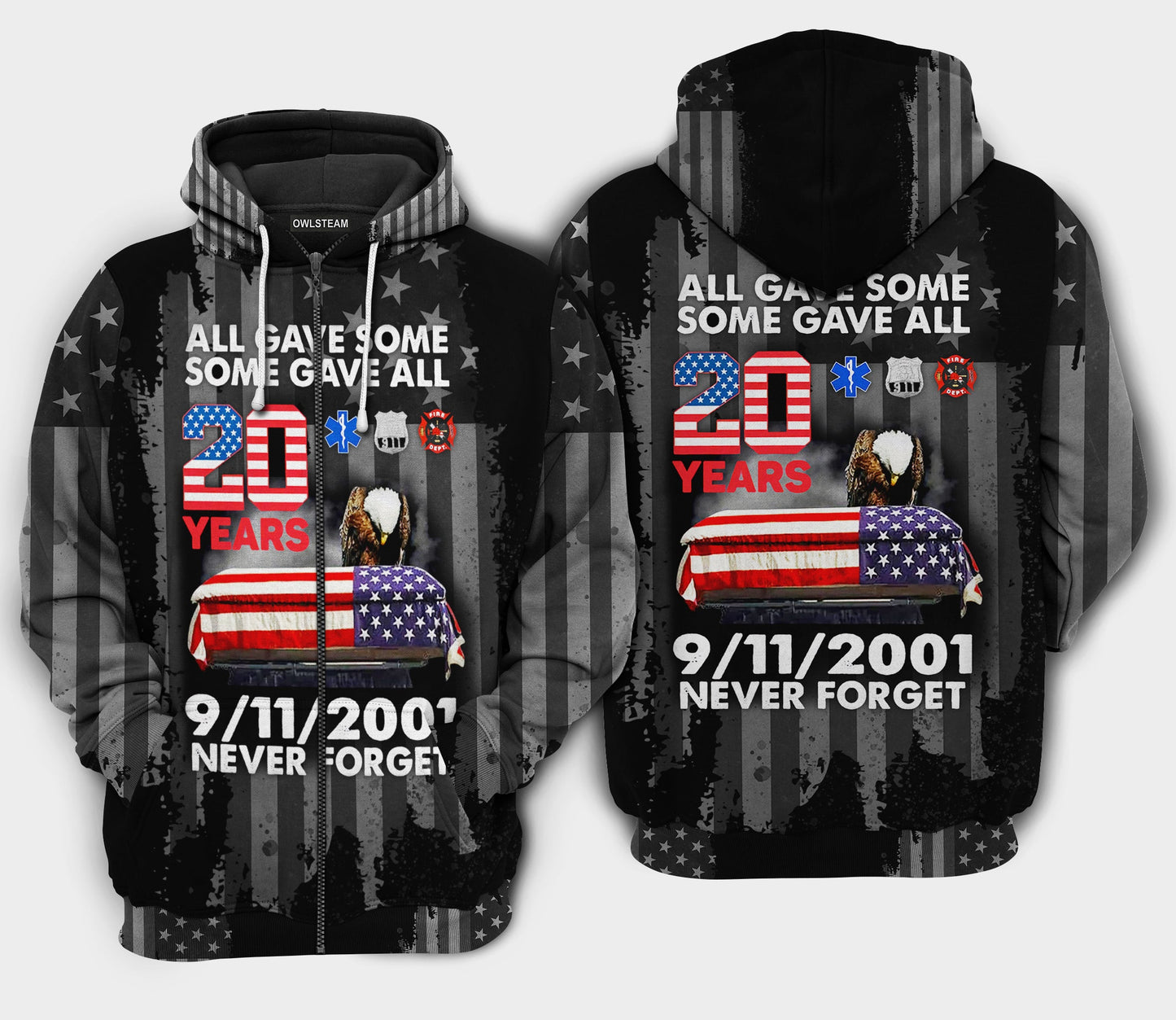 Zip hoodie / S America never foget - Bomber jacket - BOMJ02NVC310821 - Owls Matrix LTD
