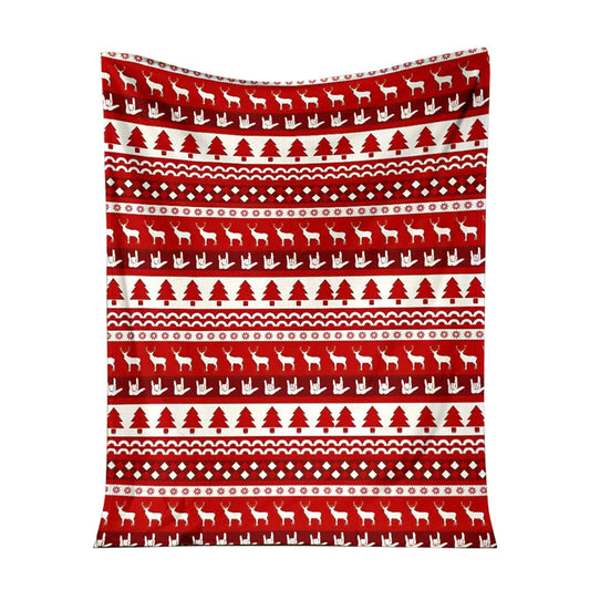 Asl Christmas Red Pattern 50 x 60 Inch Flannel Blanket For Cozy Bedroom And Sofa Decor