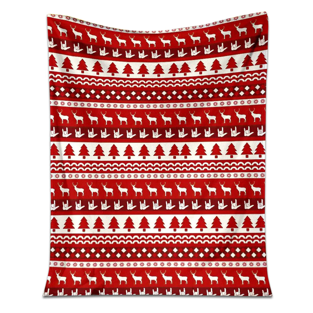 Asl Christmas White And Red 50 x 60 Inch Flannel Blanket For Cozy Bedroom And Sofa Decor