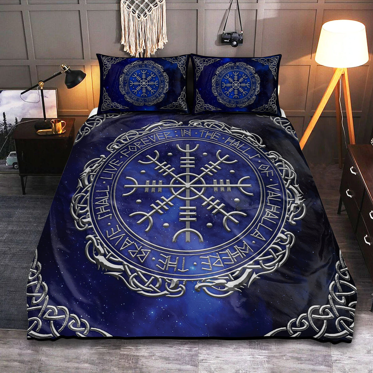 Viking Aegishjalmur Helm Of Awe Bedding Cover For Norse Bedroom Decor