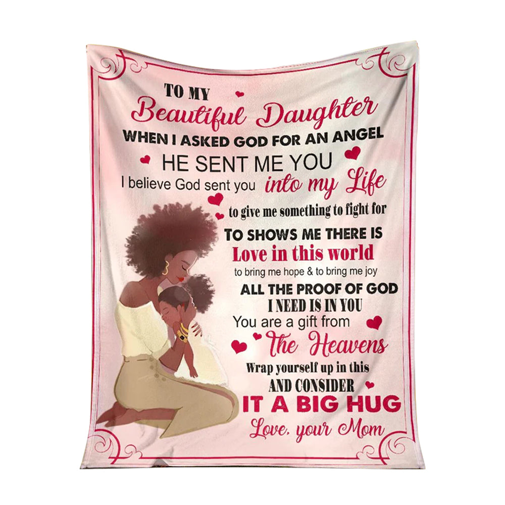 African American I Asked God For A Best Friend 50 x 60 Inch Flannel Blanket For Cozy Bedroom And Sofa Decor