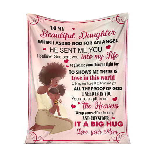 African American I Asked God For A Best Friend 50 x 60 Inch Flannel Blanket For Cozy Bedroom And Sofa Decor