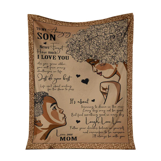 Africa To My Son African American 50 x 60 Inch Flannel Blanket For Cozy Bedroom And Sofa Decor