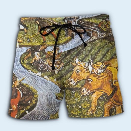 Vintage Farm Agriculture Art – Beach Short