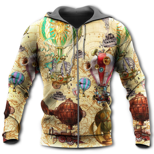 Hot Air Balloon Vintage Flight - 3D Hoodie