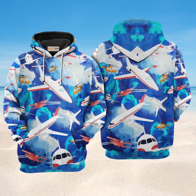 Airplane Eat Sleep Fly Quote Art – 3D Hoodie