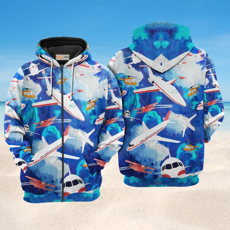 Airplane Eat Sleep Fly Quote Art – 3D Hoodie