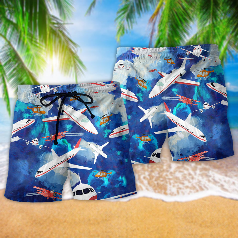 Eat Sleep Fly Airplane Life – Beach Short