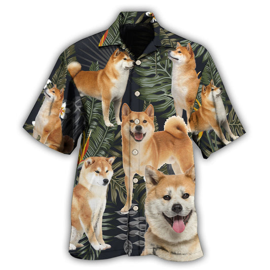 Akita Dog Tropical Leaf Pattern – Hawaiian Shirt