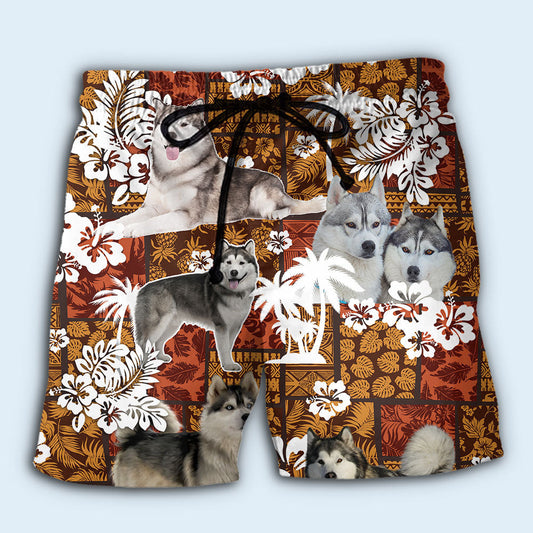 Alaskan Malamute Tropical Vibe – Beach Short