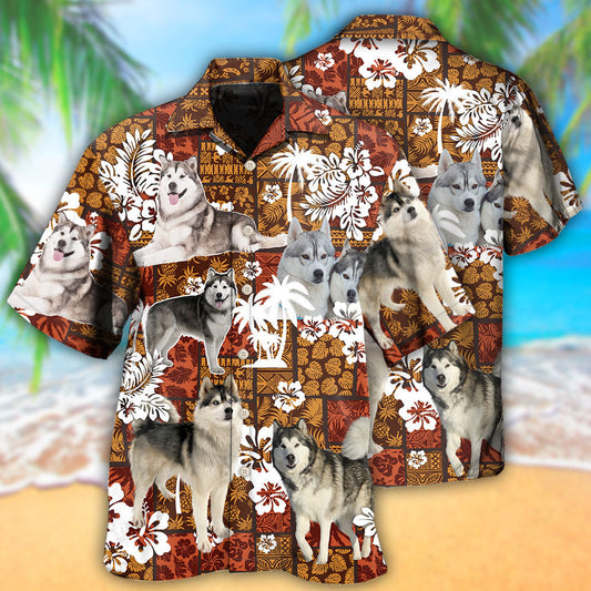 Alaskan Malamute Tropical Style – Hawaiian Shirt