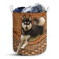 S: 17.72”x13.78” (45x35 cm) Alaskan Klee Kai Dog Rattan Teaxture - Laundry Basket - Owls Matrix LTD