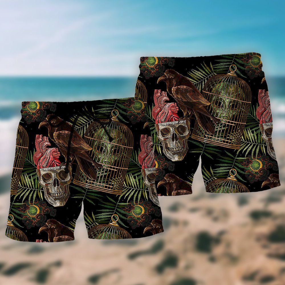 Cool Alien Skull Sci Fi Art - Beach Short
