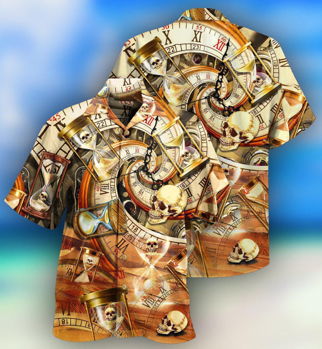 Skull Knows The True Value Of Time Vintage Style - Hawaiian Shirt
