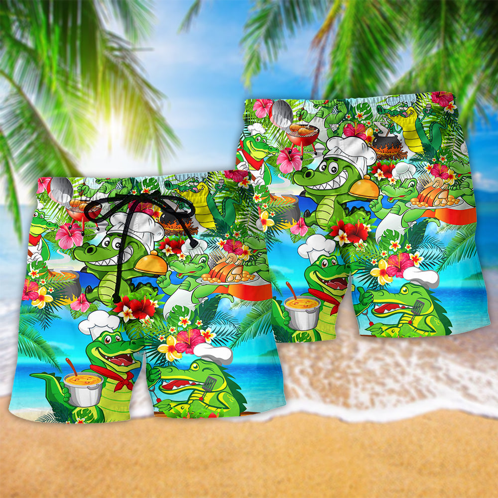 Alligator Chef Tropical Floral - Beach Short