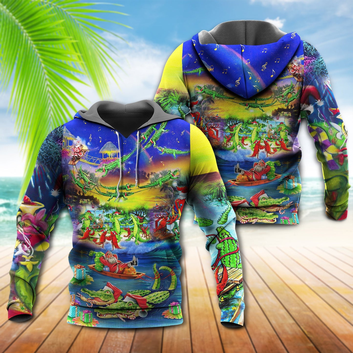 Santa Riding Alligator Christmas - 3D Hoodie