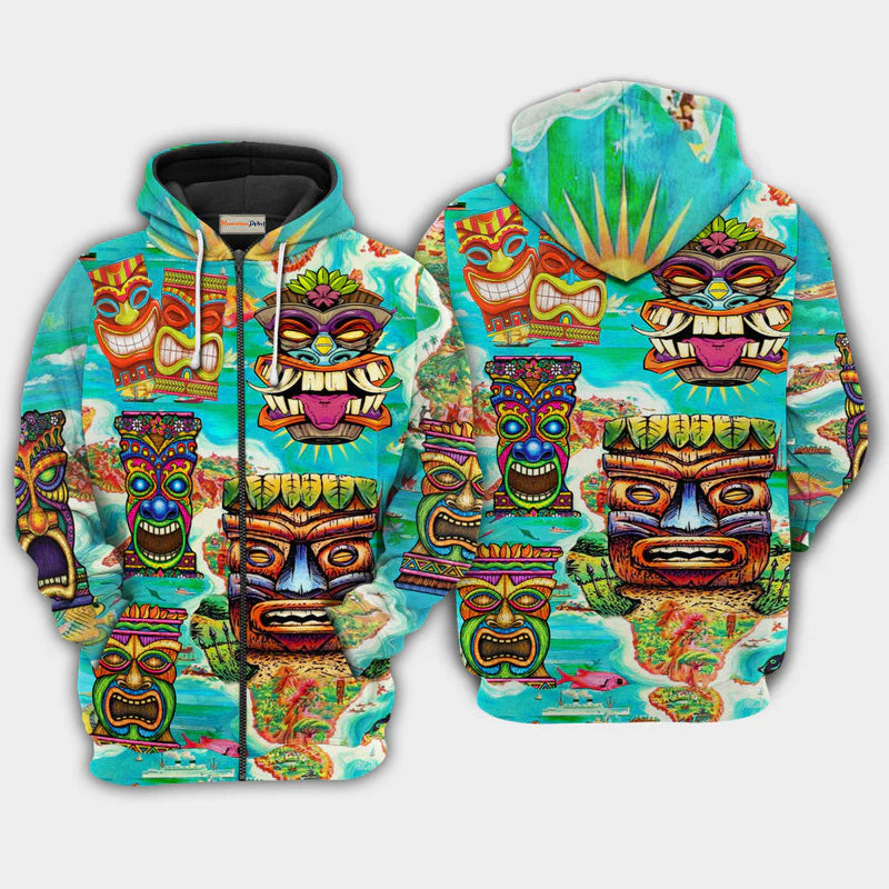 Aloha Tiki Hawaii Quote Art – 3D Hoodie