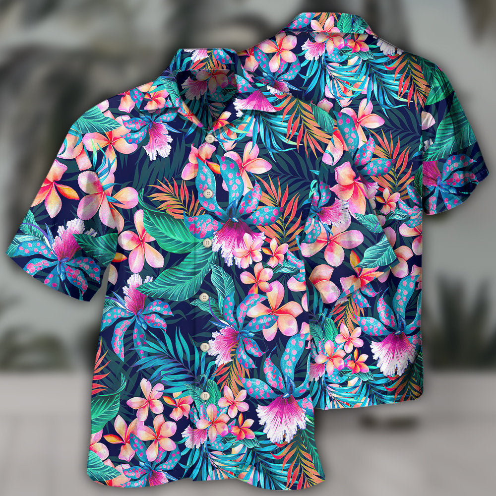 Aloha Tropical Floral Summer Time - Hawaiian Shirt