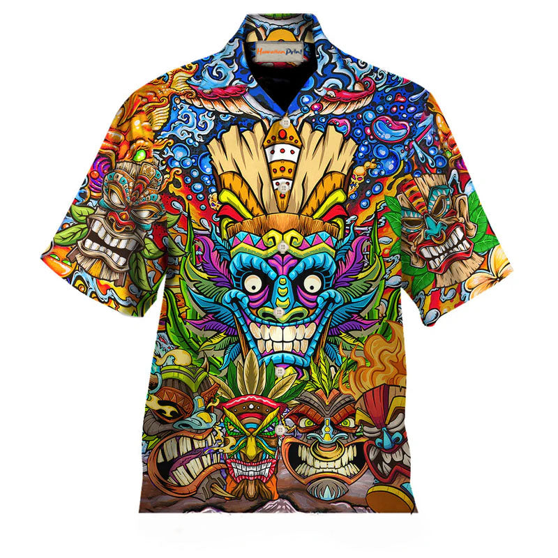 Aloha Tiki Mask Tribal Design – Hawaiian Shirt