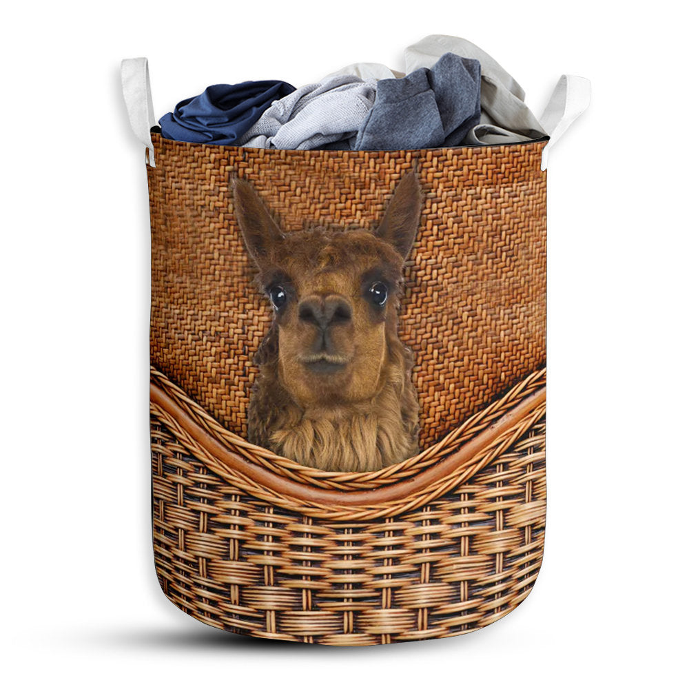 S: 17.72”x13.78” (45x35 cm) Alpaca Rattan Teaxture - Laundry Basket - Owls Matrix LTD