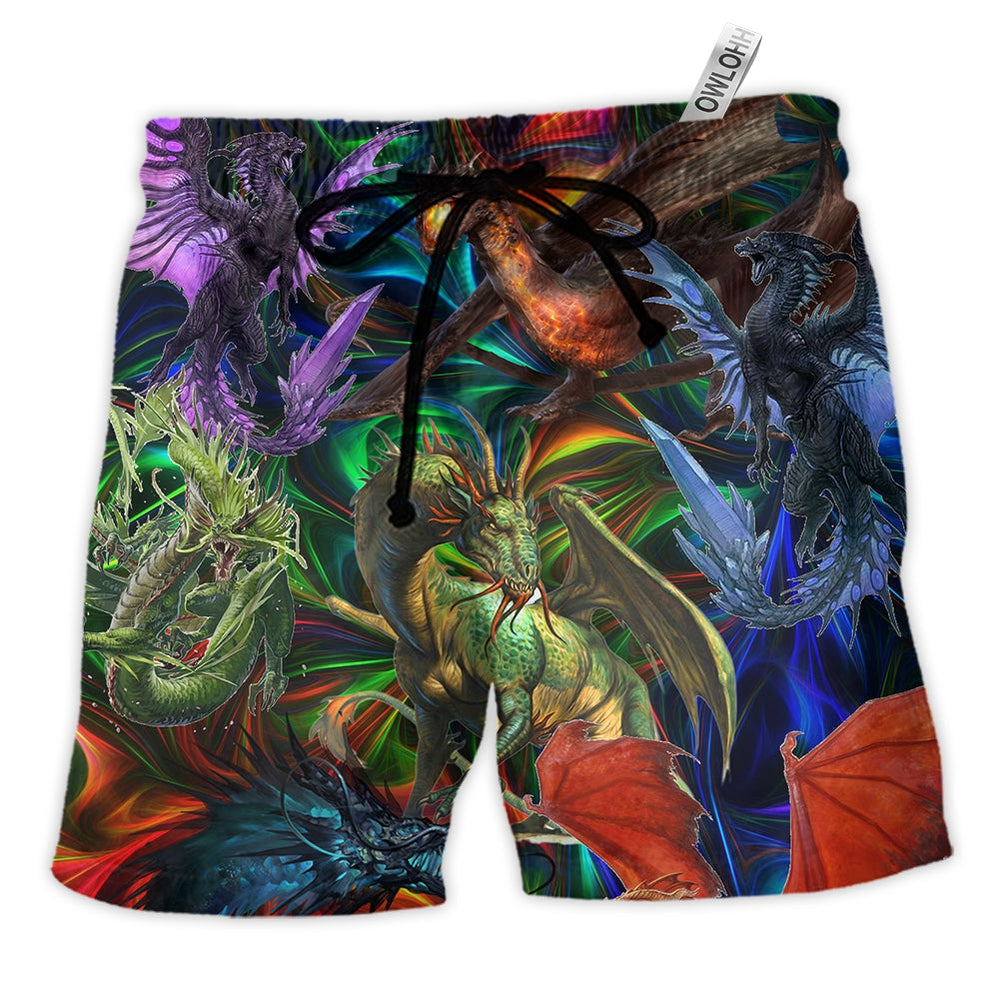 Beach Short / Adults / S Dragon In An Unreal World - Beach Short - Owls Matrix LTD