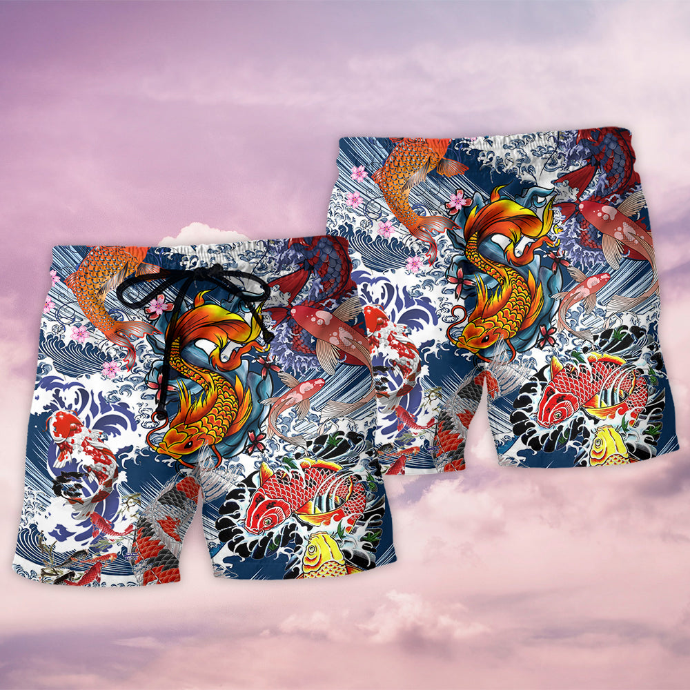 Fish Amazing Koi Fish In The Sea - Beach Short - Owls Matrix LTD