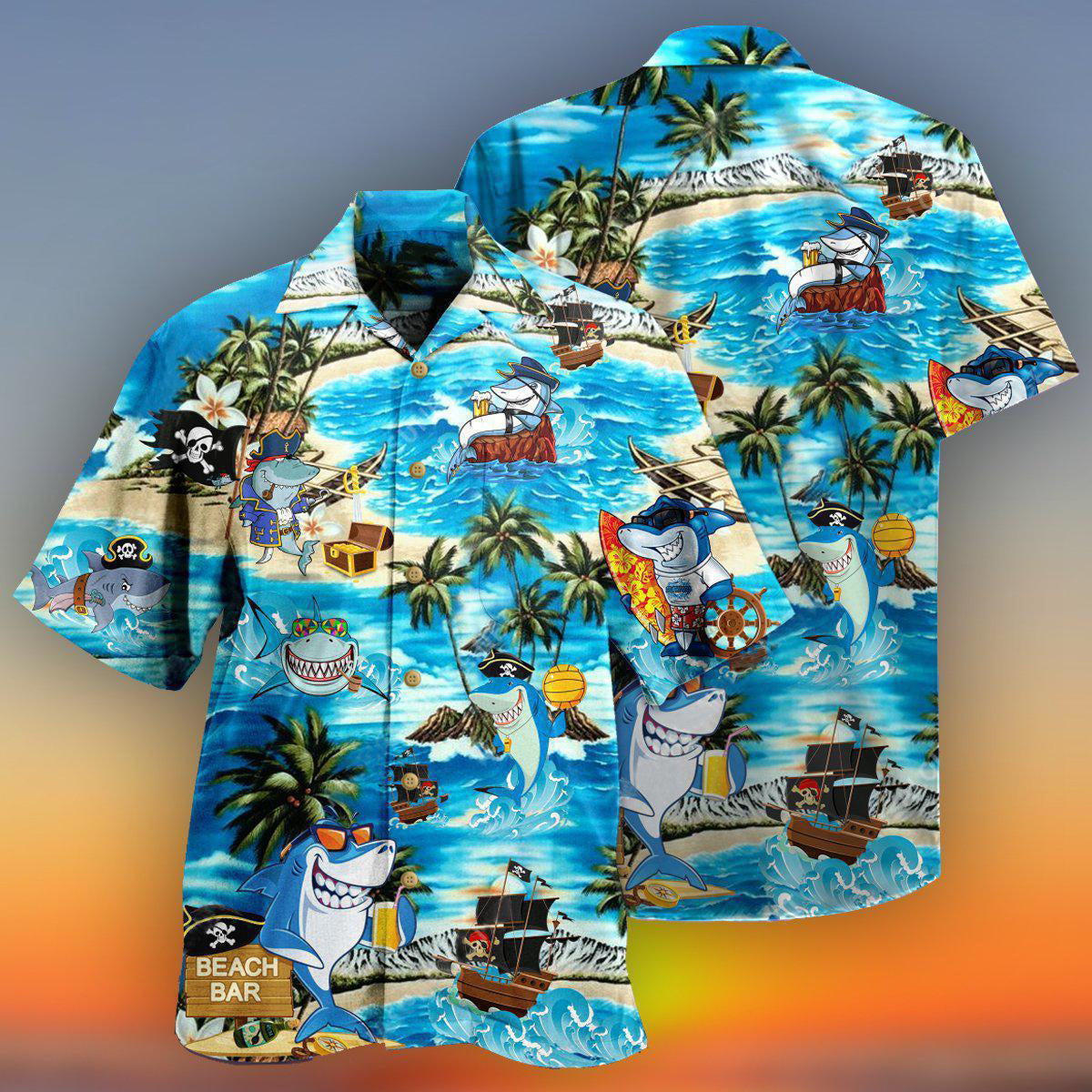 Pirate Shark Beach Bar Adventure – Hawaiian Shirt