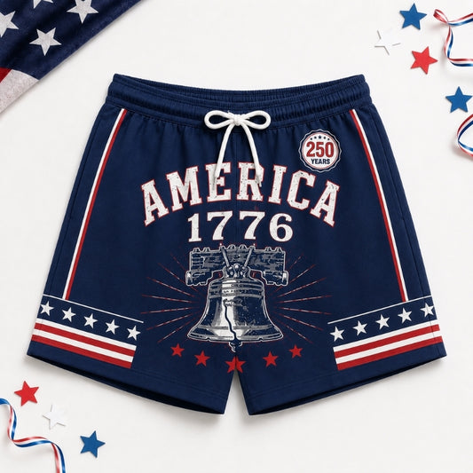America 250th Anniversary Beach Short- America Heritage Bell
