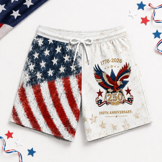 America 250th Anniversary Beach Short- Anniversary Eagle Crest