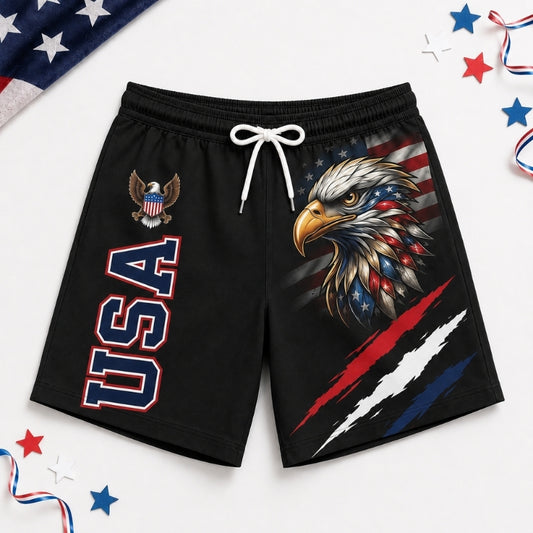 America 250th Anniversary Beach Short- Eagle USA Claw Black Short