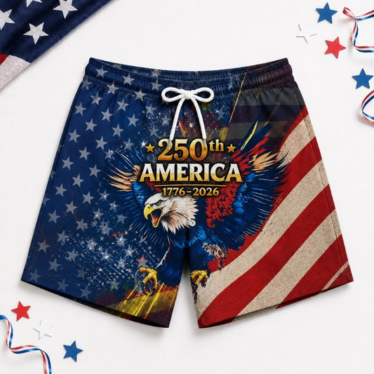America 250th Anniversary Beach Short- Fierce Screaming Eagle