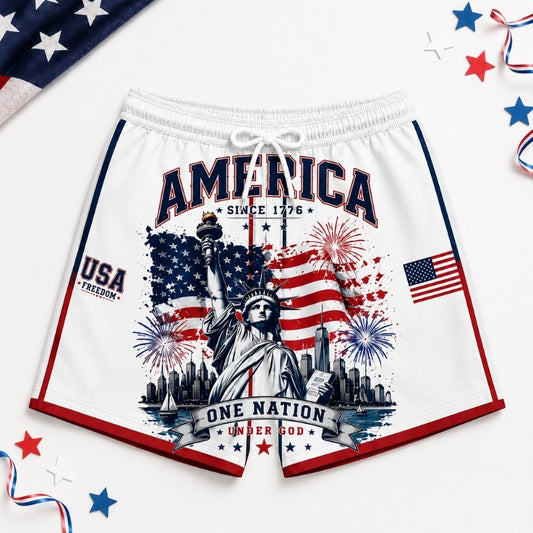America 250th Anniversary Beach Short- One Nation Under God Short